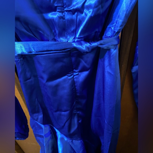 SATIN Vibrant Blue Polyester Dress - Picture 7 of 8